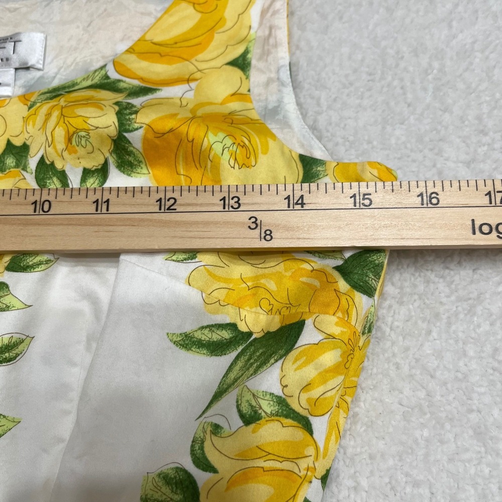 Ann Taylor LOFT Petites Yellow Floral Rose Fit Flare Dress Cotton 2P 126812 - Picture 7 of 9